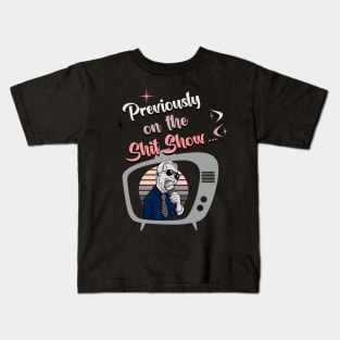 Previously on the Shit Show! Funny Anti Joe Biden retro style 50s TV design! Kids T-Shirt